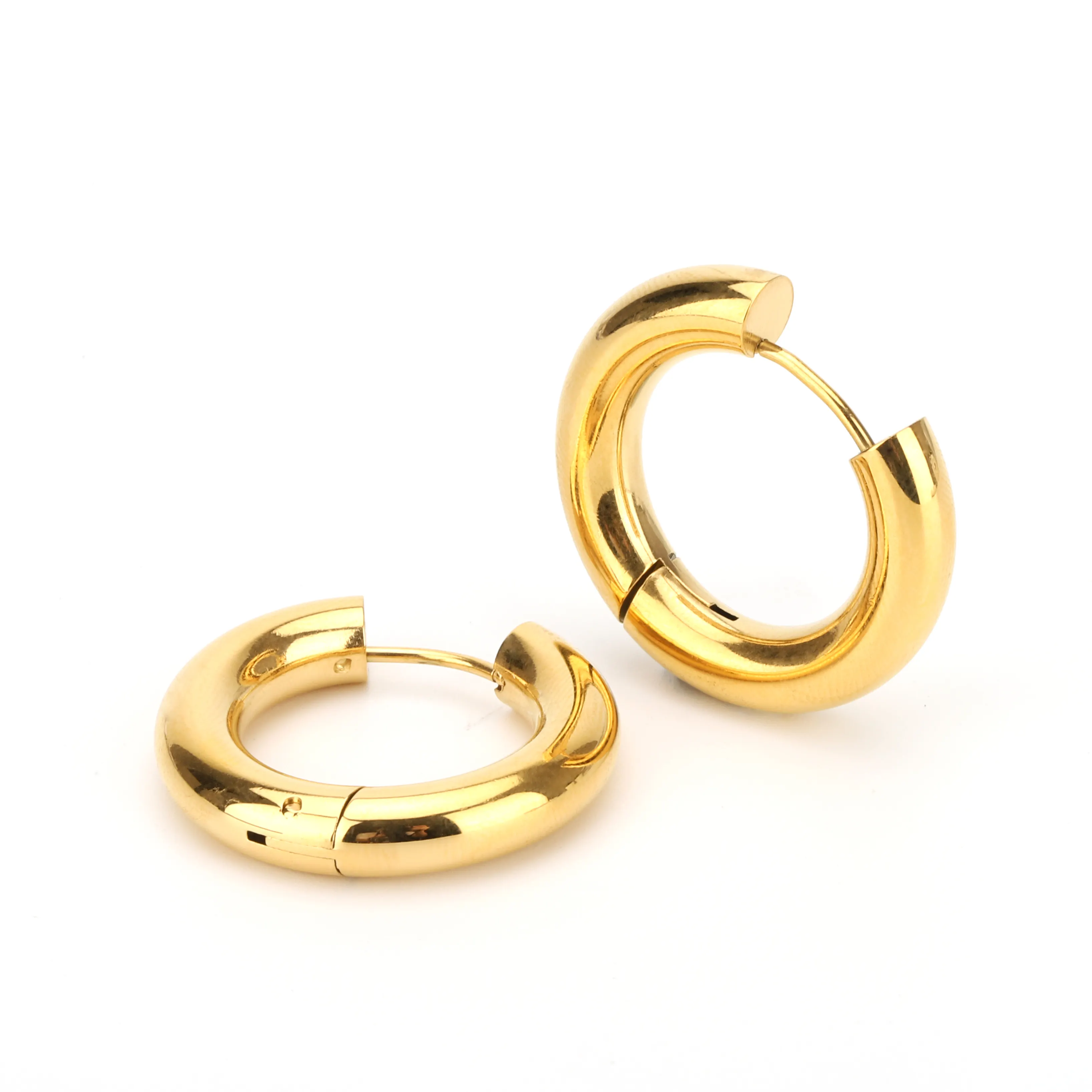 Hot Sale customized Stainless Steel Jewelry Manufacture 18K Gold Plated Huggie Hoop Earrings