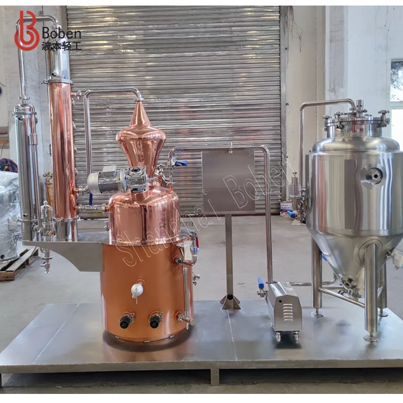 Petite ligne de production de distillation de brandy SUS304 fermenteur T2 pot en cuivre encore équipement de distillation du whisky