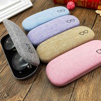Étui à lunettes de lecture rigide en tissu de lin de luxe avec logo personnalisé, en stock, commande rapide, étui à lunettes tendance