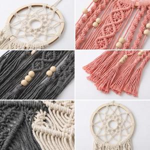 Attrape-rêves bohème tendance en macramé, tissé à la main, décoration murale bohème pour chambre et chambre d'enfant, vente en gros - Product Image 2