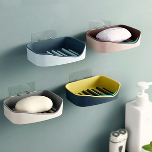 Caja de jabón de drenaje de baño para colgar en la pared, soporte de almacenamiento para <span class=keywords><strong>ducha</strong></span> de baño, jaboneras autoadhesivas de succión creativas de plástico - Product Image 6