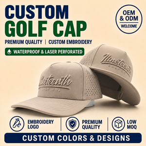 Athlete 5 Panel Solid Waterproof Golf <b>Cap</b> Custom Embroidery Logo Low MOQ OEM Engineered Ventilation <b>Quick</b> <b>Dry</b> Technical Apparel - Product Image 1