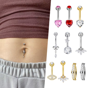 टॉपश बॉडी भेदी आभूषण सेट डीवीडी सोने का टाइटेनियम पेट बटन, महिलाओं के लिए सोने का टाइटेनियम पेट बटन, महिलाओं के लिए - Product Image 2