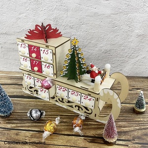 Calendario dell'Avvento in Compensato Tagliato al Laser con 24 Cassetti Decorazione Natalizia Scena Innevata con Luci LED per <span class=keywords><strong>la</strong></span> <span class=keywords><strong>Vigilia</strong></span> <span class=keywords><strong>di</strong></span> <span class=keywords><strong>Natale</strong></span> - Product Image 2
