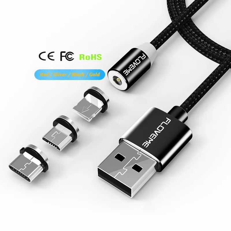 Free Shipping Free FLOVEME Rotate 360 LED Magnetic Charger 3 in 1 Cable Charger Magnetic Cable 3 in 1 Charging Cable Magnet