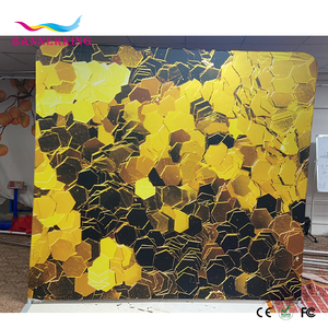 BannerKing Parlak Altın Kare Aynalı Izgara Düz Arka Plan Düğün Partisi Fotoğraf Kabini Arka Planı Çerçeveli 10x8ft - Product Image 2