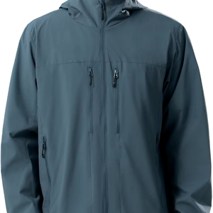 Chaqueta Cortavientos Impermeable de Invierno para Hombre, con Cremallera Frontal, Ecológica, Transpirable, con Capucha, Color Liso, Nueva y en Oferta - Product Image 1