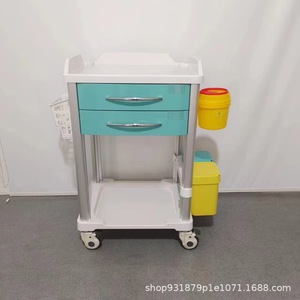 Chariot de traitement ABS, petit chariot médical multifonctionnel de réanimation, mobilier hospitalier en plastique avec 4 roulettes - Product Image 4