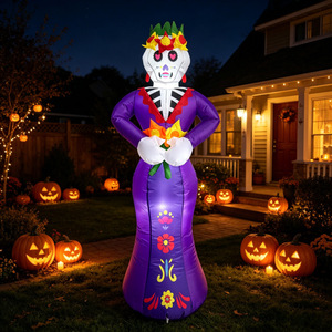 Décoration Gonflable Fantôme Blanc Crâne Féminin pour Halloween – Modèle d'Extérieur pour Ambiance Festive dans la Cour - Product Image 3
