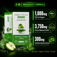 Collagène Beauté en Gelée 1000mg, Collagène de Poisson, Extrait de Centella Asiatica, Complément en Bâtonnets pour la Beauté Intérieure des Femmes