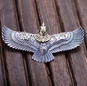 Joyería personalizada de moda sólida Plata de Ley 925 albanesa gran águila dorada colgante altísimo al por mayor