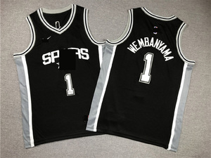 Venta al por Mayor 2026 San <span class=keywords><strong>Antonio</strong></span> 1 # Victor Wembanyama 21 # Tim Duncan 50 # David Robinson 4 # Zorro 5 # Camiseta de Baloncesto con Bordado de Castillo - Product Image 4