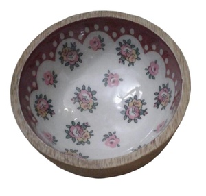 Bol de vaisselle en bois d'acacia imprimé émaillé avec cuillère ou fourchette, dernière vaisselle de luxe, bol de mélange de salade - Product Image 5