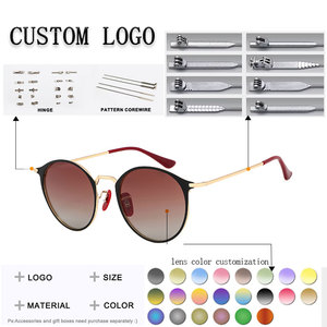 Gafas de sol redondas con montura completa, lentes marrones degradados, protección solar unisex para adultos, protección UV 100% - Product Image 2