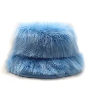 Designer Fox Fur Fisherman Hats Fluffy Bucket Hats With Custom Logo