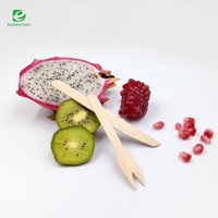 Biologisch afbreekbare, milieuvriendelijke, wegwerp mini houten fruitvorkjes met 2 tanden, plastic mesjes 85mm 120mm, dessertbestek voor hotels