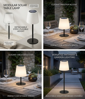 Lampe de table solaire d'extérieur sans fil à LED avec télécommande, 15 couleurs RVB, hauteur réglable, idéale pour les fêtes en extérieur, dans le jardin ou la cour.