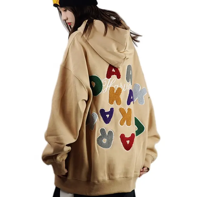 BILLIONS Custom logo kangaroo pocket hoodie apparel women oversized chenille embroidery hoodie sweatshirt