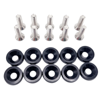 10 pièces Vis hexagonales M6 pour modification automobile, avec rondelles concaves pour pare-chocs, moteur et plaque d'immatriculation, en aluminium
