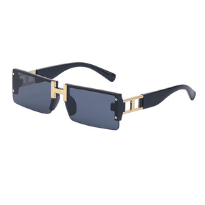 Gafas de Sol Cuadradas Personalizadas sin Marco con Bordes Biselados, Unisex, Lentes de PC Negras, Protección UV400, Estilo Instagram, Número de Pieza 6971 - Product Image 3
