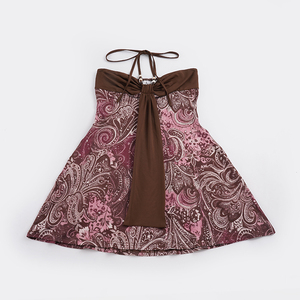 Minivestido Y2K con cuello halter y estampado de Paisley para mujer, sin mangas, espalda descubierta, corte en A, traje de verano para vacaciones en la playa - Product Image 6