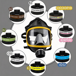Set Masker Gas Full <span class=keywords><strong>Face</strong></span> MF14 dengan Filter A2, <span class=keywords><strong>Respirator</strong></span> Anti Uap Organik untuk Peralatan Keselamatan Kerja Cat Semprot dan Bahan Kimia - Product Image 5