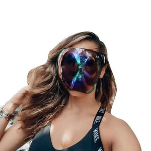 หน้ากากป้องกันรังสียูวี แฟชั่น ป้องกันฝ้า  แบบพลาสติกใส  หน้ากากใสหลากสี  ขนาดใหญ่พิเศษ  แบบแว่นตา - Product Image 1