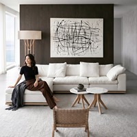 ATUNUS Modernes Minimalistisches Wohnmöbel Modulares Sektionales Cloud-Sofa-Set Chenille-Stoff Daunenfüllung Sofa Wohnzimmermöbel