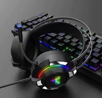 Casques filaires PS4, casques de jeu USB, casques supra-auriculaires avec microphone, lumière LED pour PS4, PC, Xbox One