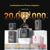 TESSAN Universal Travel Adapter Worldwide, Adaptor Steker Internasional GaN 205W dengan 6 Type-c 1usb