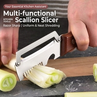 2026 Hot Sale Handmatige Prei Snijder Multifunctionele Groene Ui Snijder Groente Schiller Flessenopener Houten Handvat Keuken