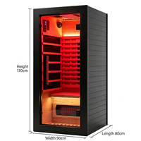 Sauna compacta individual para terapia de luz roja, cabina de sauna seca infrarroja con madera de abeto canadiense.
