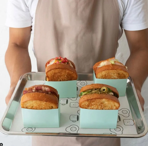 Kotak Kemasan Kertas Biodegradable untuk Makanan Cepat Saji, Sandwich, Sushi, Permen, Kue, Waffle, Roti, <span class=keywords><strong>Burger</strong></span>, dengan Pembagi Saus/Dip - Product Image 2