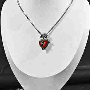 Gothic Rose Red Love Necklace with Dainty Silver Heart Pendant Women's Fashion Rope <b>Chain</b> Jewelry Personalized Wedding Gifts - Product Image 2