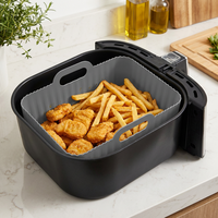 Revêtement Réutilisable en Silicone pour Friteuse à Air, Sans BPA, Facile à Nettoyer, Antiadhésif, Panier Rectangulaire 140g, Compatible Lave-Vaisselle pour Four de Cuisine