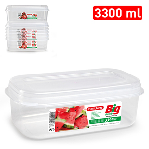 Contenitore per Alimenti Rettangolare per Famiglie Numerose 3300 Ml Trasparente Durevole Riutilizzabile per Conservazione Domestica - Product Image 1