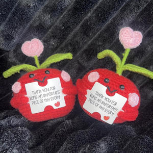 クリスマスプレゼントに ハンドメイド かぎ針編み リンゴの盆栽ポット カードホルダー付き かわいい室内装飾 ポジティブなエネルギーをもたらすギフト - Product Image 6