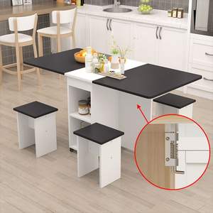 <span class=keywords><strong>Table</strong></span> à manger pliante moderne pour petit appartement, rectangulaire rétractable, simple, multifonctionnelle, combinaison de chaises facile - Product Image 4