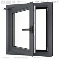 Ventana Abatible de Aluminio con Rotura de Puente Térmico para Edificios de Oficinas, Alta Resistencia al Viento, Certificación CE ISO