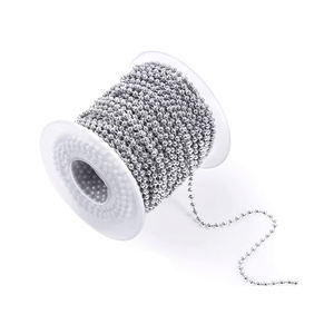 Collar de cadena de cuentas de metal, cadena de bolas de rodillo de acero inoxidable, cadena de bolas de cuentas de 2,4mm - Product Image 2