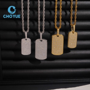 Colección de Colgantes Rectangulares de Plata de Ley 925 de Alta Calidad, Joyería Hip Hop con Incrustaciones de Diamantes, Unisex, Certificado GRA - Product Image 3