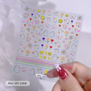 Aha01 Korean Peach Flower Cute Cartoon 3D Thin Nail Art Sticker custom nail decals Adhesive Manicure Salon DIY Decoration