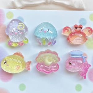 Breloques animaux marins scintillantes couleur chair, étoile de mer, petits poissons, poisson-bouffant, en résine, accessoires DIY, technique d'huile coulante pour sandales - Product Image 4