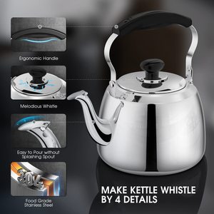 Vente en gros <span class=keywords><strong>de</strong></span> théière en acier inoxydable couvercle <span class=keywords><strong>de</strong></span> sécurité poignée isolée bec <span class=keywords><strong>de</strong></span> bouilloire eau <span class=keywords><strong>de</strong></span> <span class=keywords><strong>cuisson</strong></span> thé Induction gaz bouilloire à double usage - Product Image 2