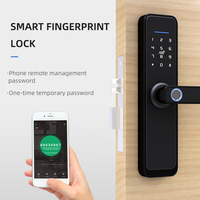 Serrure de porte en bois contrôlée par l'application Tuya Smart Life avec déverrouillage par empreinte digitale et mot de passe, option de stockage de données cloud via réseau Wi-Fi