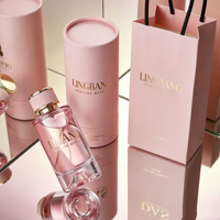 Flacons de parfum ronds en verre transparent de luxe 30 ml, 50 ml, 100 ml, flacons de parfum roses uniques avec boîte