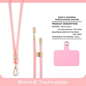 Universal Crossbody Mobile Phone Lanyard Adjustable Dacron Necklace Cell Phone Strap With Detachable Patch