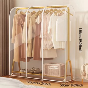 Translucide PEVA Manteau Costume Sac De Rangement avec Fermetures À Glissière Sol Cintre Cache-Poussière <span class=keywords><strong>pour</strong></span> Chambre Étendoir Dortoir Fournitures - Product Image 4