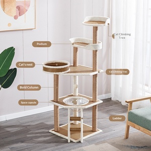 Large <b>Cat</b> Climbing Tree High Quality Modern Natural <b>Plush</b> Scratching Toy Pet Wooden <b>Cat</b> Tree - Product Image 6