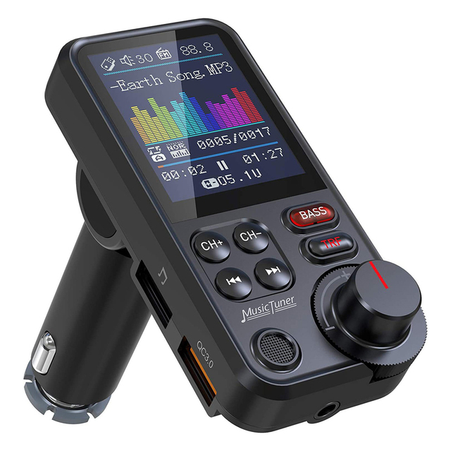 Car BT MP3 Music Player FM Transmitter Dual USB Car Charge Adapter With 1.8 Inch Color Display Support Hands-Free Calling U-Disk